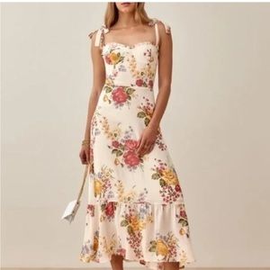 Nikita Dress Es (extended sizing) from reformation in color bouquet